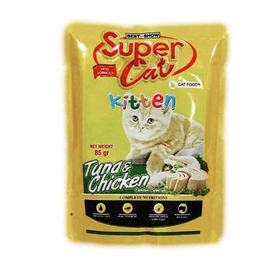 Makanan Anak Kucing Supercat Kitten Tuna & Chicken Pouch