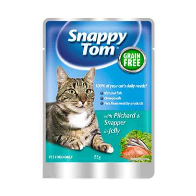 Makanan Kucing Snappy Tom Pilchard & Snapper in Jelly 85 gram